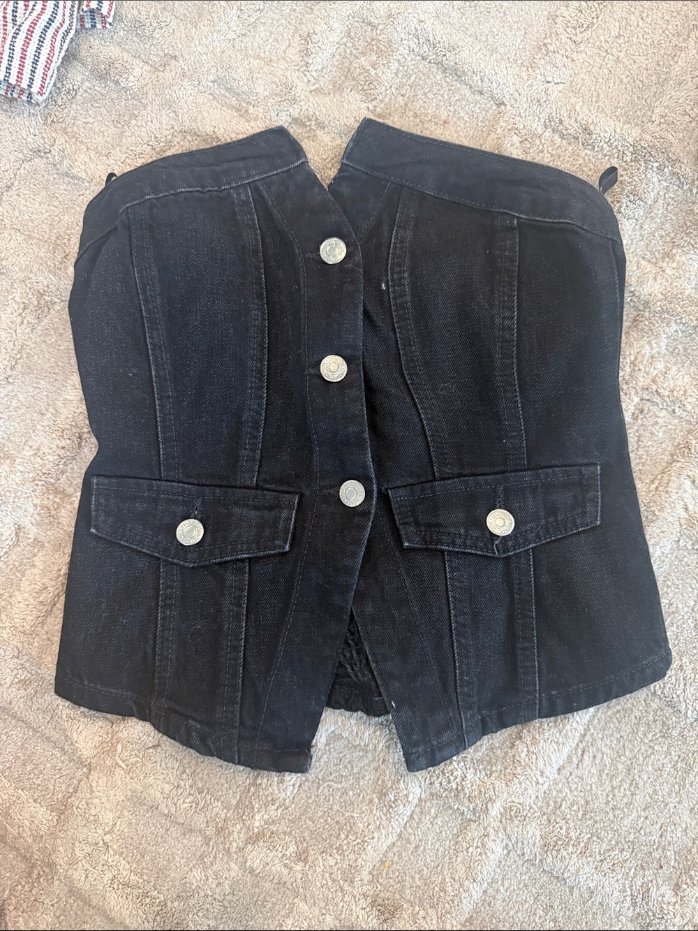 Zara Black Strapless Denim Corset Crop Top